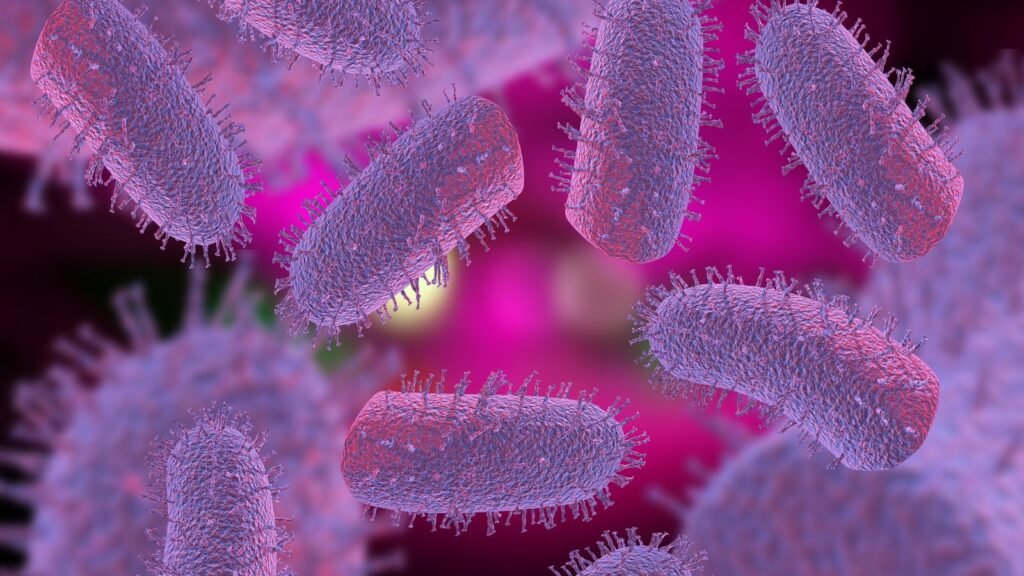 Microscopy image of rabies virus particles